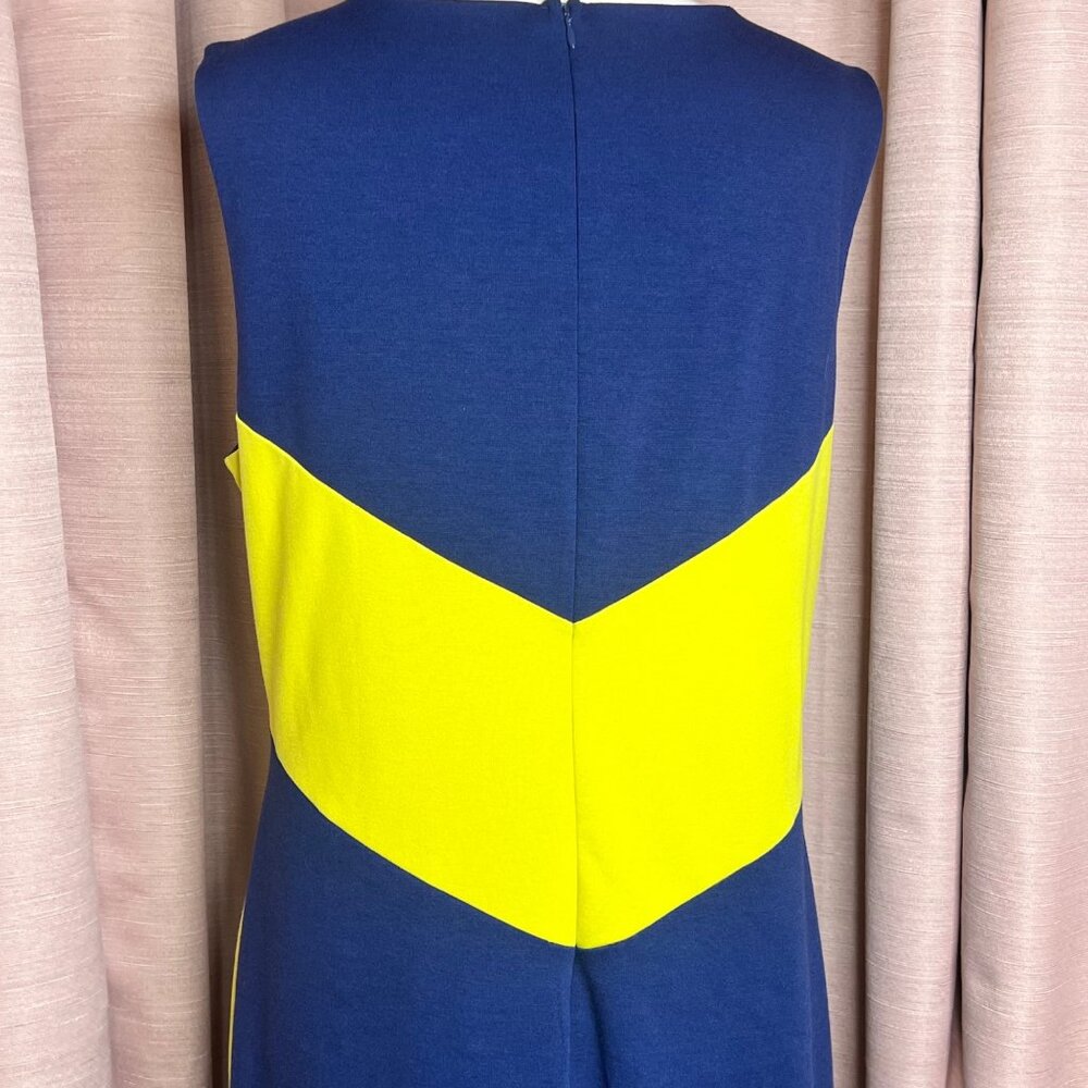 Ann Taylor Sleeveless Color block Sheath Dress Size 18 Blue Yellow White Career - Picture 7 of 14